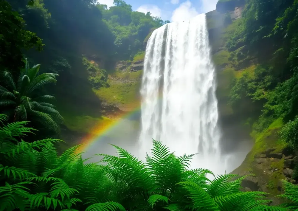 Могучий водопад в джунглях, ра...