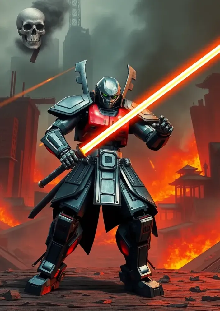 Робот-самурай с лазерным мечом...