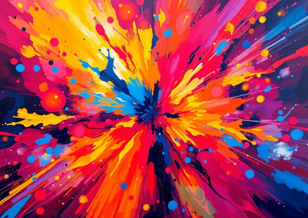 Взрыв ярких красок, напоминающ...